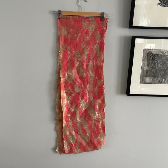 Wearable Art Crafted Wool Silk Scarf Wrap Kooloo Hand Made in Nepal 74 x 12 in - Picture 14 of 16